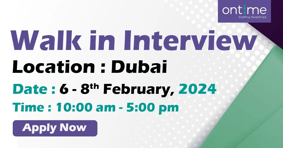 Ontime Walk in Interview Dubai - Wedado