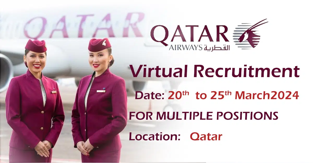 Qatar Airways Virtual Recruitment Drive March,2024